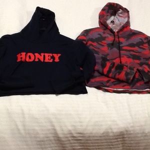 2 Fashion Nova Crop hoodie's, XL but fit L .